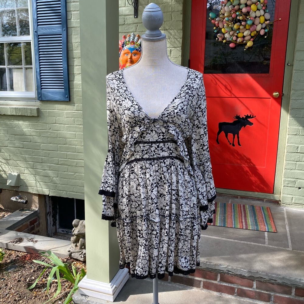NWOT Free People Floral Bell Sleeve Dress